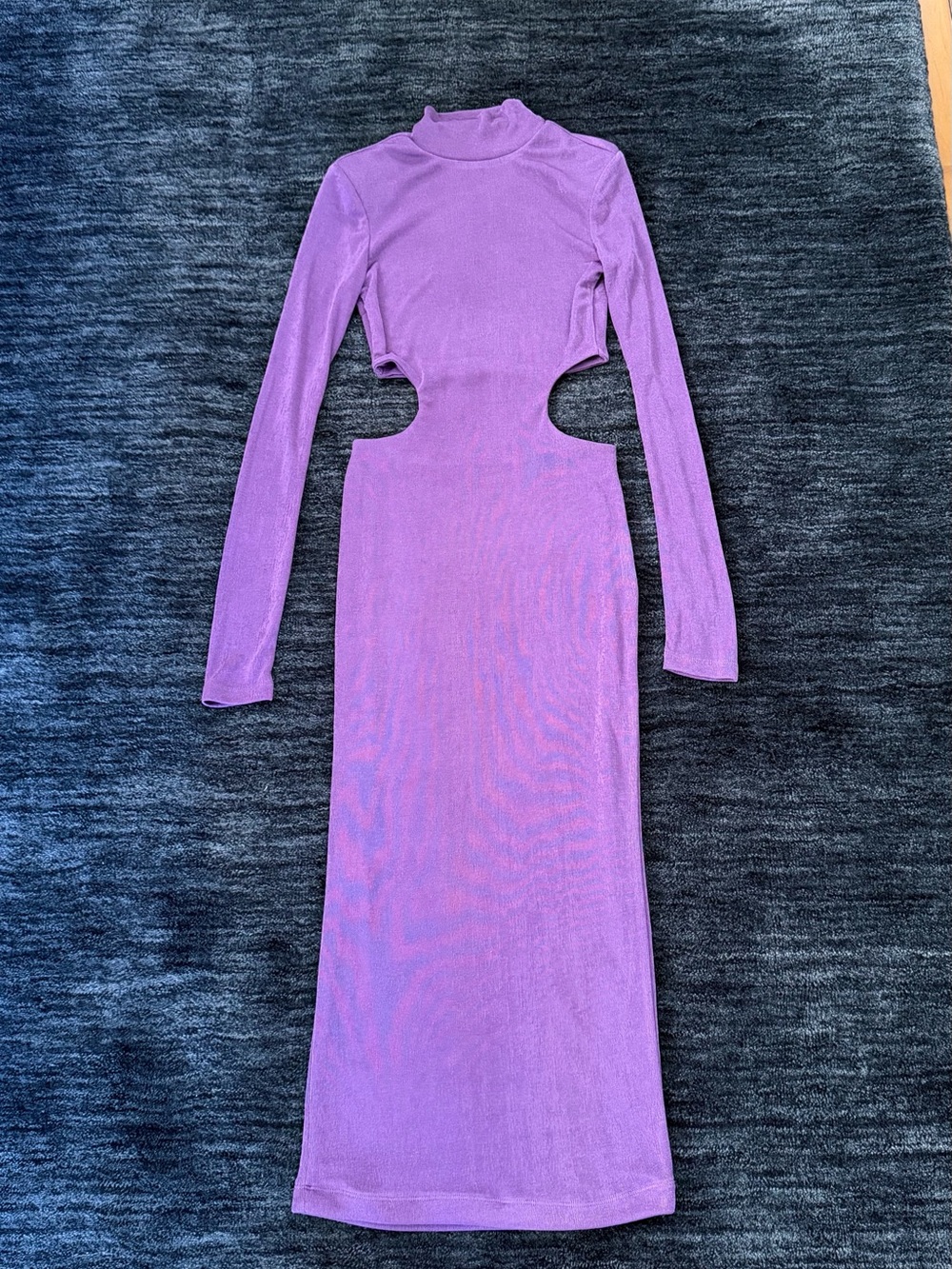 JLUXLABEL Lavender Cutout Long-Sleeve Midi Dress